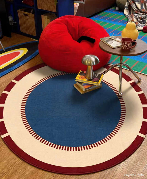 Modern Rugs for Dining Room, Circular Modern Rugs for Apartment, Abstract Contemporary Round Rugs for Dining Room, Geometric Modern Rug Ideas for Living Room-Silvia Home Craft