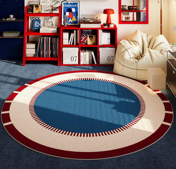 Modern Rugs for Dining Room, Circular Modern Rugs for Apartment, Abstract Contemporary Round Rugs for Dining Room, Geometric Modern Rug Ideas for Living Room-Silvia Home Craft