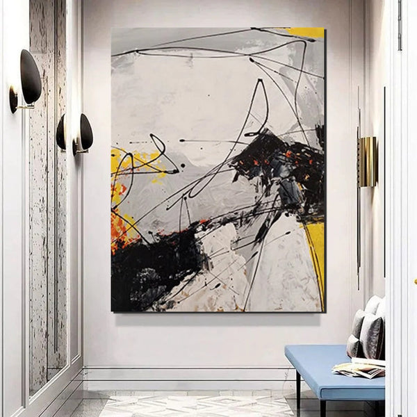 Dining Room Canvas Painting, Large Canvas Painting for Office, Simple Modern Acrylic Paintings, Contemporary Modern Artwork-Silvia Home Craft