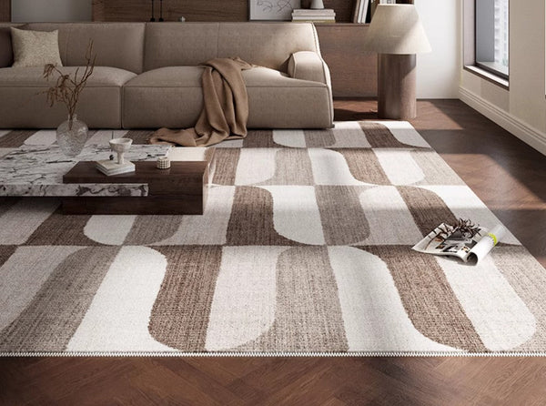 Large Modern Rugs under Dining Room Table, Abstract Modern Rugs for Living Room, Contemporary Geometric Carpets, Contemporary Modern Rugs-Silvia Home Craft