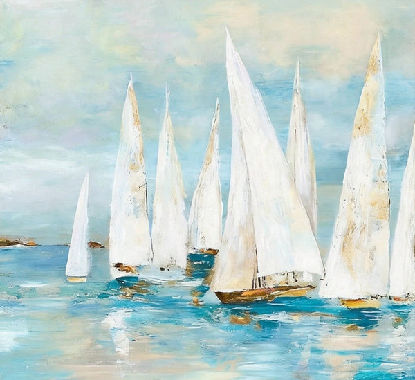 Small Acrylic Painting on Canvas, Original Abstract Paintings, Abstract Sail Boats Painting, Small Canvas Artwork, Hand Painted Canvas Art, Buy Small Paintings Online-Silvia Home Craft