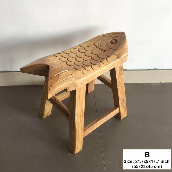 Handmade Solid Wood low Stool, Creative Shoe-changing Stool, Old Elm Wood Stool, Children's Wooden Stool, Sofa Stool, Dining Table Stool-Silvia Home Craft