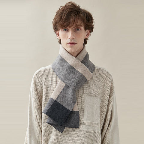 Men's Wool Scarf Winter, Business Wool Scarf for Gentleman, Thick Wool Scarf, Men's Winter Scarf, Formal Men Scarf Styles, Casual Scarf Men, Modern Fashion Scarf-Silvia Home Craft
