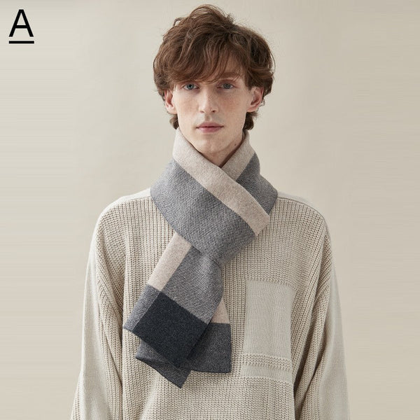 Men's Wool Scarf Winter, Business Wool Scarf for Gentleman, Thick Wool Scarf, Men's Winter Scarf, Formal Men Scarf Styles, Casual Scarf Men, Modern Fashion Scarf-Silvia Home Craft