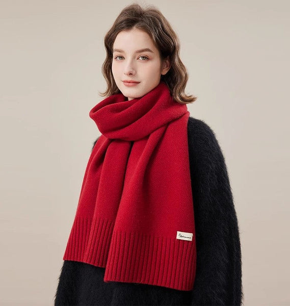 Fashion Designer Scarf, Cold Weather Scarf, Casual Scarf for Women, Red Winter Scarf, Modern Wool Scarf for Women, Soft Cashmere Scarf for Women-Silvia Home Craft