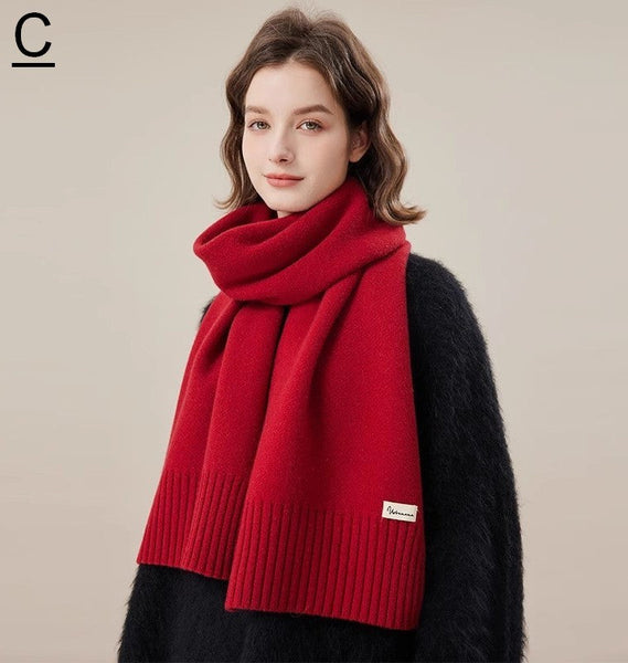 Casual Scarf for Women, Fashion Designer Scarf, Cold Weather Scarf, Red Winter Scarf, Modern Wool Scarf for Women, Soft Cashmere Scarf for Women-Silvia Home Craft
