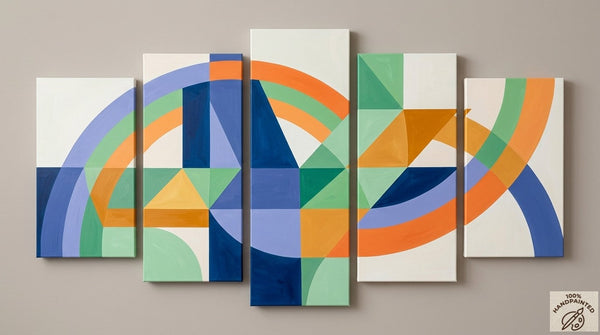 Abstract Acrylic Paintings, Original Modern Paintings, Geometric Contemporary Art, Hand Painted Canvas Art-Silvia Home Craft