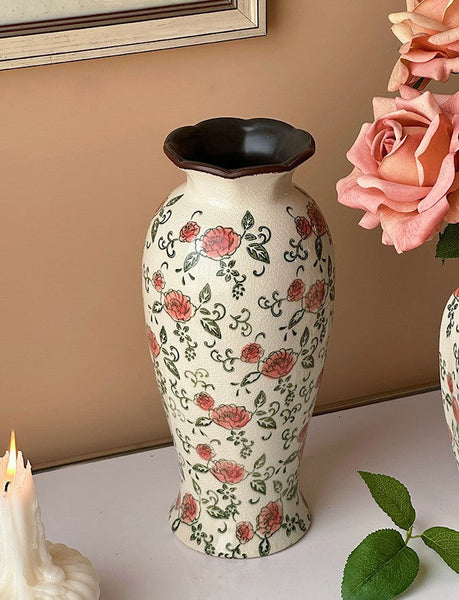 Rustic Porcelain Flower Vases, Handmade Water Holding Flower Vases, Ceramic Bouquet Vases, Tall Flower Vases on Table-Silvia Home Craft