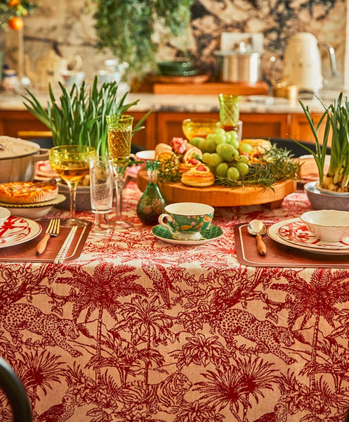 Jungle Animals Leopard Parrot Pattern Tablecloth for Home Decoration, Modern Rectangle Tablecloth for Dining Room Table, Large Square Tablecloth, Christmas Tablecloth-Silvia Home Craft