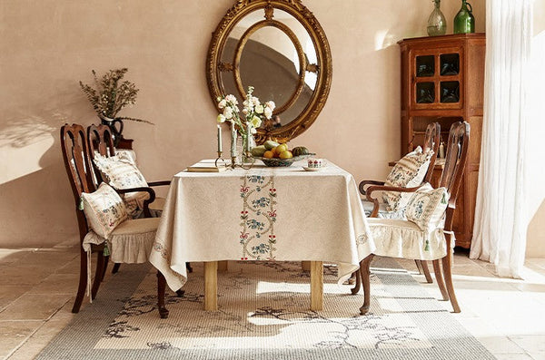 Spring Flower Table Covers for Round Table, Large Modern Rectangle Tablecloth for Dining Table, Farmhouse Table Cloth for Oval Table, Square Tablecloth for Kitchen-Silvia Home Craft