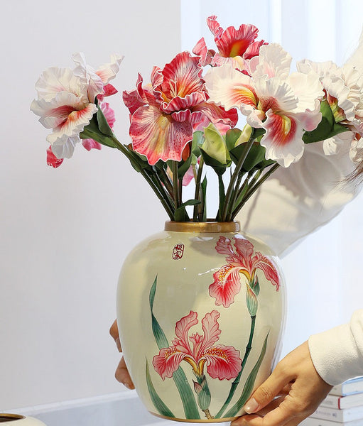 Centerpiece Ceramic Bouquet Vases, Handmade Modern Flower Vase, Large Flower Vases on Dining Table, Porcelain Flower Vases-Silvia Home Craft