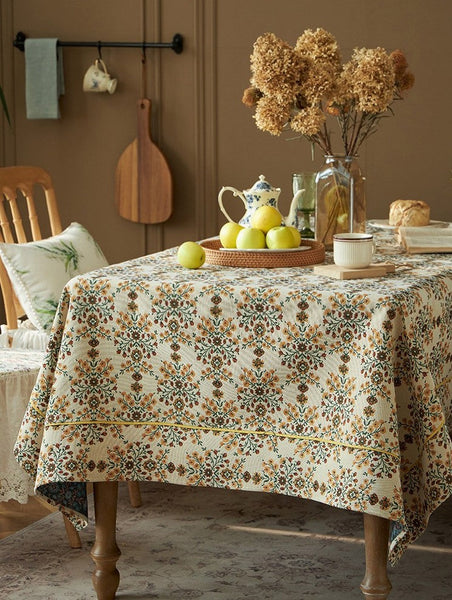 Spring Flower Pattern Tablecloth for Home Decoration, Extra Large Rectangle Tablecloth for Dining Room Table, Large Square Tablecloth for Round Table-Silvia Home Craft