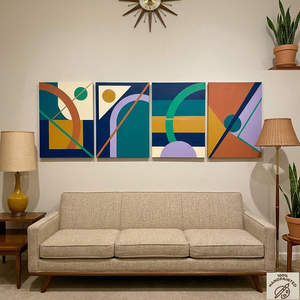 Abstract Geometric Art, Modern Paintings for Living Room, Multi Panel Wall Art Painting-Silvia Home Craft