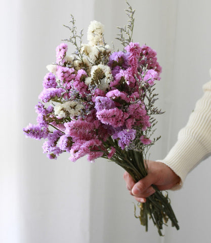 Dried Flowers, Flower Bunches, Dried Floral, A Bunch Dried Myosotis Flowers with Limoniums-Silvia Home Craft