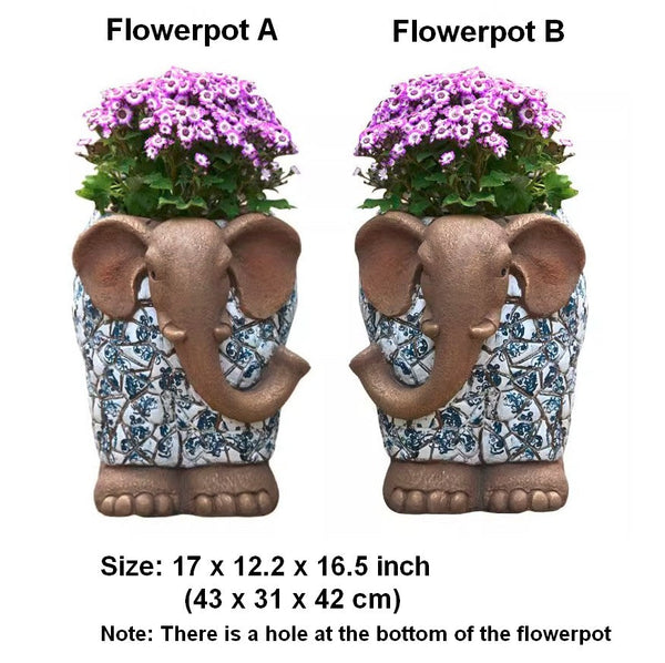 Large Garden Flower Pot, Elephant Flowerpot, Unique Garden Flowerpot, Resin Statue for Garden, Modern Animal Statue for Garden Ornaments, Villa Outdoor Decor Gardening Ideas-Silvia Home Craft