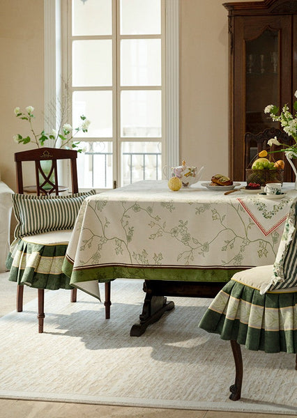 Spring Green Flower Table Covers, Large Modern Rectangle Tablecloth for Dining Table for Round Table, Farmhouse Table Cloth for Oval Table, Square Tablecloth for Kitchen-Silvia Home Craft