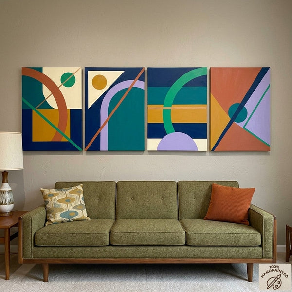Abstract Geometric Art, Modern Paintings for Living Room, Multi Panel Wall Art Painting-Silvia Home Craft
