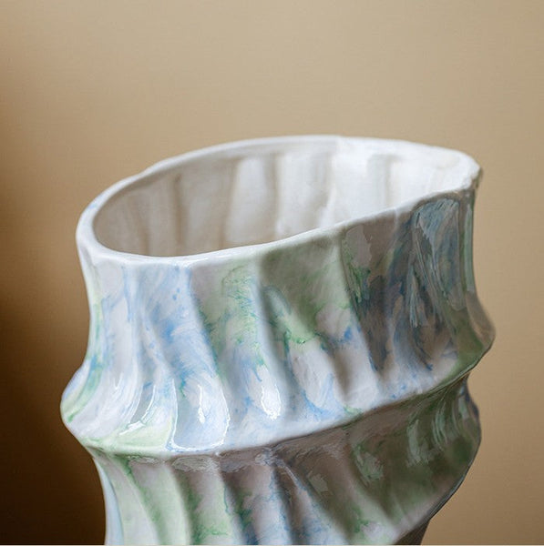 Centerpiece on Dining Table, Modern Porcelain Flower Vases, Handmade Water Holding Flower Vases, Ceramic Bouquet Vases, Flower Vases on Table-Silvia Home Craft