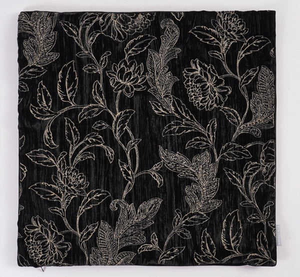 Contemporary Modern Sofa Pillows, Black Embroidery Flower Pattern Pillows for Couch, Decorative Throw Pillows for Bedroom, Large Modern Sofa Pillow for Dining Room-Silvia Home Craft