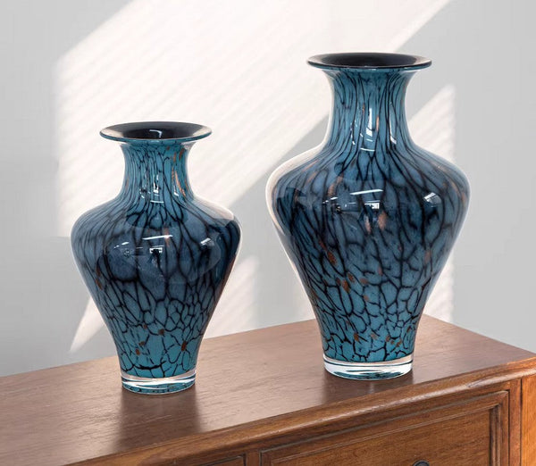 Handmade Liuli Vases, Centerpiece Vases on Table, Colored Glaze Vase for Modern Home Decor, Glass Bud Vases, Bouquet Flower Vase-Silvia Home Craft
