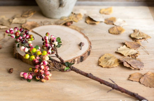 Cranberry Fruit Branch, Flower Arrangement Ideas for Living Room, Unique Artificial Flowers for Home Decoration, Spring Artificial Floral for Bedroom-Silvia Home Craft