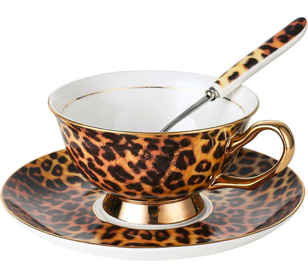 Creative Porcelain Tea Cup Saucer Set, Modern Ceramic Cups, 7.8 oz Ceramic Coffee Cups, Unique Tea Cup and Saucer in Gift Box-Silvia Home Craft