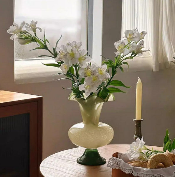 Bouquet Flower Vase, Vintage Glass Flower Vases, Water Holding Flower Vases, Glass Bud Vases, Handmade Flower Vases on Table-Silvia Home Craft