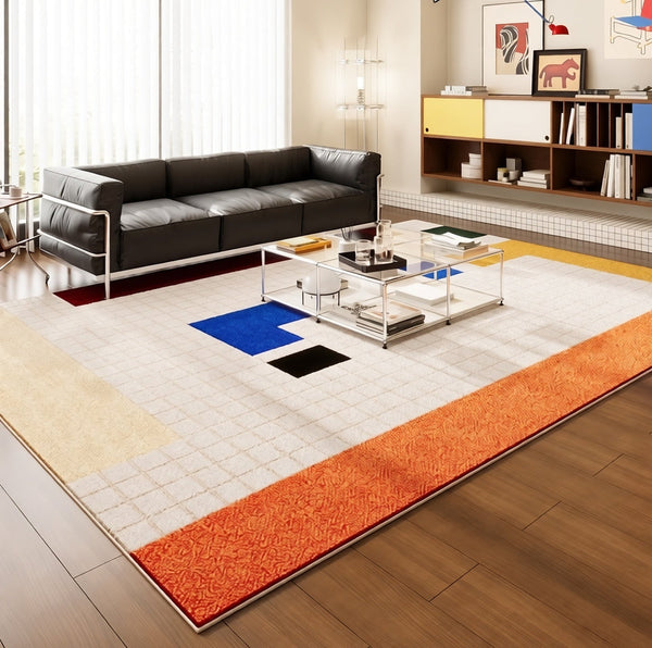 Modern Rugs under Sofa, Dining Room Floor Rugs, Abstract Contemporary Rugs for Bedroom, Modern Rug Ideas for Living Room-Silvia Home Craft