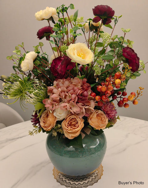 Amazing Artificial Floral Arrangement for Bedroom, Modern Large Bunch of Flowers Arrangement Interior Design, Creative Faux Silk Floral Bouquet Table Centerpiece-Silvia Home Craft