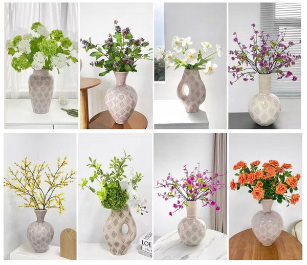 Contemporary Vases for Modern Home Decor, Porcelain Flower Vases, Flower Vases on Table, Ceramic Bouquet Vases, Dining Table Centerpiece-Silvia Home Craft