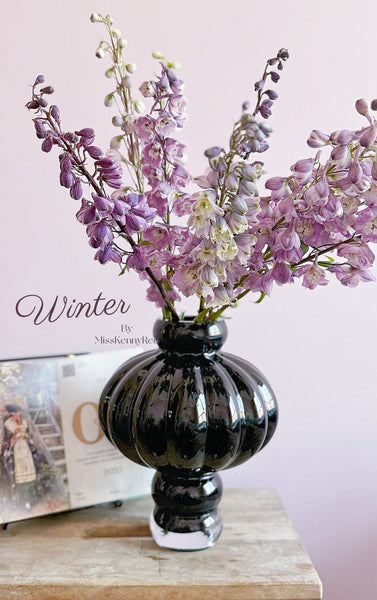 Black Glaze Vase, Contemporary Vases for Modern Home Decor, Black Glass Bud Vases, Handmade Liuli Vases, Centerpiece Vases on Table-Silvia Home Craft