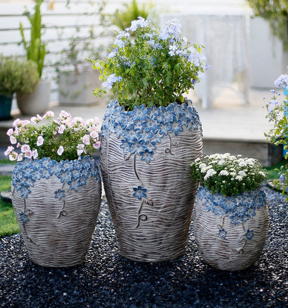 Modern Outdoor Garden Flower Pots, Extra Large Garden Flower Planters, Oversized Garden Flower Pot, Garden Ornaments, Large Resin Gardern Flower Planter-Silvia Home Craft