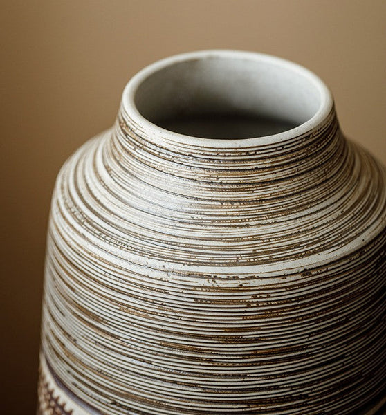 Modern Bouquet Flower Vases, Centerpiece on Dining Table, Handmade Pottery Flower Vases Urn, Water Holding Flower Vases, Large Flower Vase on Table-Silvia Home Craft