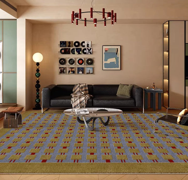 Mid Century Modern Rugs for Living Room, Vintage Area Rugs for Bedroom, Large Contemporary Area Rugs for Dining Room-Silvia Home Craft