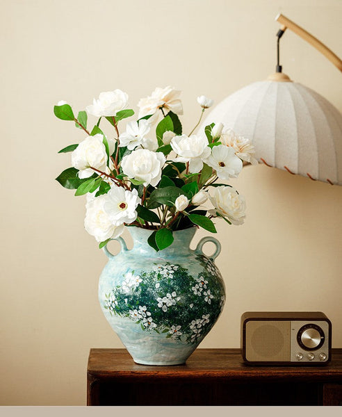 Centerpiece on Dining Table, Handmade Water Holding Flower Vases, Large Flower Vases on Table, Modern Pottery Flower Vases, Pottery Bud Vases-Silvia Home Craft