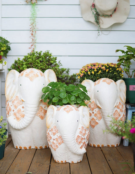 Villa Outdoor Garden Flower Pots, Oversized Modern Garden Flower Pot, Extra Large Elephant Garden Flowerpots, Animal Statue for Garden Ornaments, Resin Statue for Garden-Silvia Home Craft