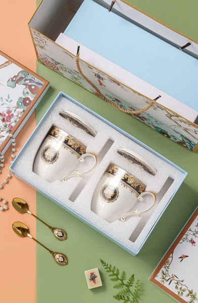 Beautiful British Ceramic Mugs, Large Capacity Ceramic Mugs for Office, Large Royal Bone China Porcelain Mug, Elegant Ceramic Coffee Mug-Silvia Home Craft