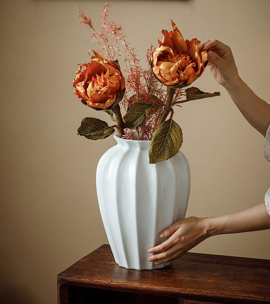 Large Flower Vases on Table, Centerpiece Ceramic Bud Vases, Porcelain Flower Vases, Handmade Water Holding Flower Vase-Silvia Home Craft