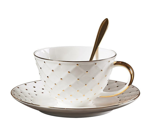Elegant Ceramic Tea Cups, 6.8 oz Tea Cup and Saucer in Gift Box as Birthday Gift, Beautiful British Tea Cups, Creative Porcelain Tea Cup Set-Silvia Home Craft