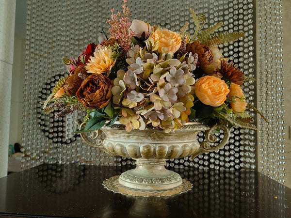 Large Bunch of Autumn Flowers Arrangement Interior Design, Peony Faux Silk Floral Bouquet Table Centerpiece, Modern Artificial Floral Arrangement for Bedroom-Silvia Home Craft