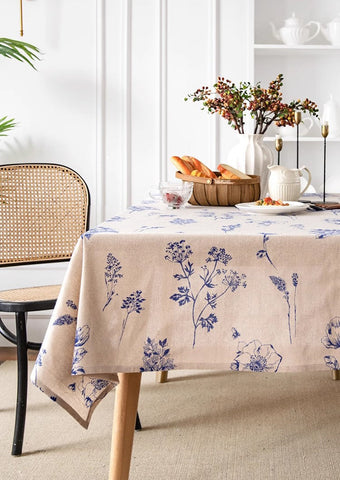 Dining Room Flower Table Cloths, Large Rectangular Table Covers for Kitchen, Farmhouse Table Cloth, Wedding Tablecloth, Square Tablecloth for Oval Table-Silvia Home Craft