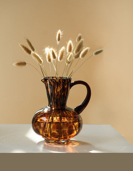 Handmade Modern Vases for Bedroom, Decorative Glass Vase, Mid Century Glass Vases, Centerpiece Contemporary Vases on Table, Modern Glass Vase for Flowers-Silvia Home Craft