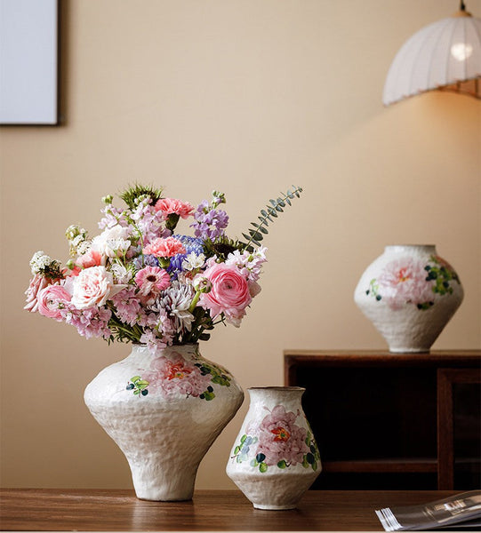 Flower Vases on Table, Handmade Water Holding Flower Vases, Centerpiece on Dining Table, Modern Porcelain Flower Vases, Ceramic Bouquet Vases-Silvia Home Craft