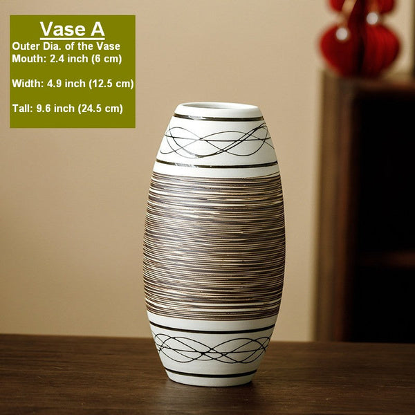 Centerpiece on Dining Table, Handmade Pottery Flower Vases Urn, Large Flower Vase on Table, Modern Bouquet Flower Vases, Water Holding Flower Vases-Silvia Home Craft