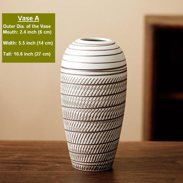 Centerpiece on Dining Table, Large Flower Vase on Table, Modern Bouquet Flower Vases, Handmade Pottery Flower Vases Urn, Water Holding Flower Vases-Silvia Home Craft