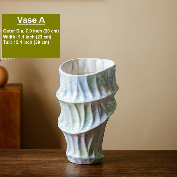 Centerpiece on Dining Table, Modern Porcelain Flower Vases, Handmade Water Holding Flower Vases, Ceramic Bouquet Vases, Flower Vases on Table-Silvia Home Craft