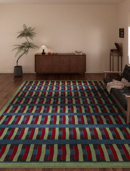 Colorful Absract Rugs for Bedroom, Minimalist Geometric Rugs for Living Room, Mid Century Modern Rugs, Contemporary Modern Rugs for Living Room-Silvia Home Craft