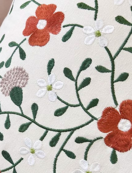 Bird Spring Flower Decorative Throw Pillows, Farmhouse Sofa Decorative Pillows, Embroider Flower Cotton Pillow Covers, Flower Decorative Throw Pillows for Couch-Silvia Home Craft
