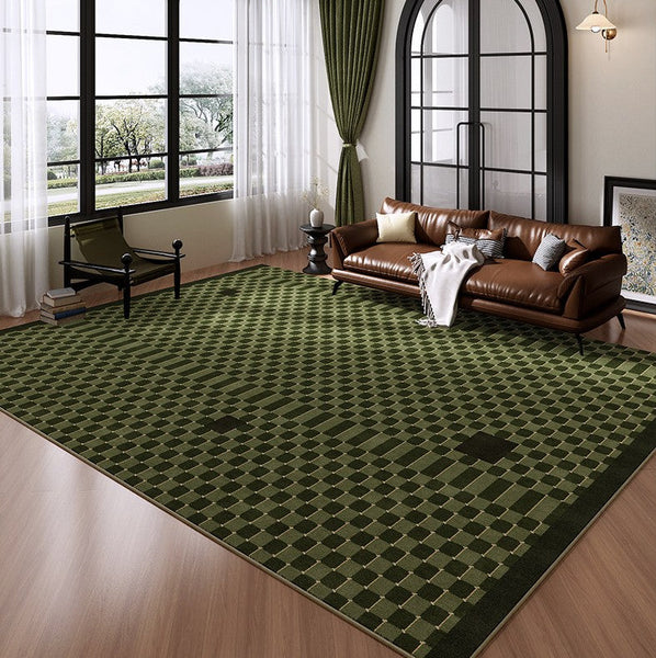 Living Room Contemporary Modern Rugs, Minimalist Geometric Rugs for Living Room, Green Absract Rugs for Bedroom, Mid Century Modern Rugs-Silvia Home Craft