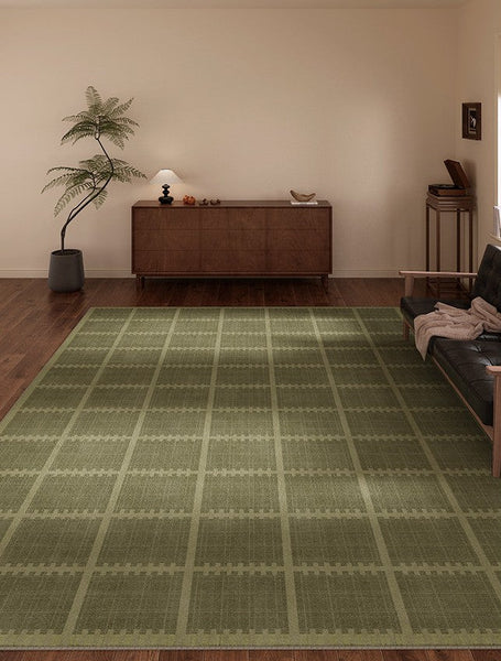 Contemporary Modern Rugs for Living Room, Minimalist Geometric Rugs for Living Room, Mid Century Modern Rugs, Green Absract Rugs for Bedroom-Silvia Home Craft